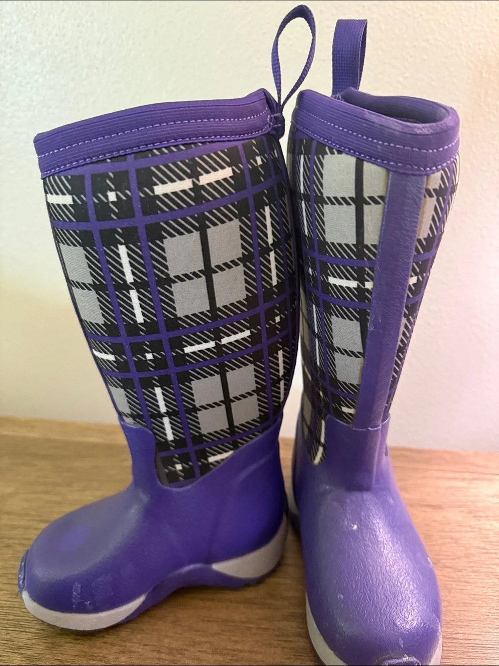 The Original Muck Boot Company Kids' Purple Plaid Rain Boots